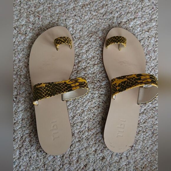 TIBI Cedric yellow Snake-Embossed Flat Sandals size 38 - Picture 5 of 12